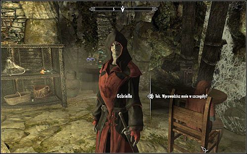 Odszukaj w Sanktuarium Mrocznego Bractwa Gabriellę i wypytaj ją o szczegóły nowego zadania (powyższy screen) - Luka w ochronie | Zadania Mrocznego Bractwa | Solucja Skyrim - Skyrim - poradnik, mapy, questy