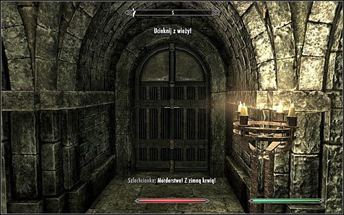 Niezależnie od sposobu wyeliminowania cesarza musisz jak najszybciej skorzystać ze znajdujących się w południowej części pomieszczenia drzwi (powyższy screen) - Cesarstwo musi zginąć | Zadania Mrocznego Bractwa | Solucja Skyrim - Skyrim - poradnik, mapy, questy