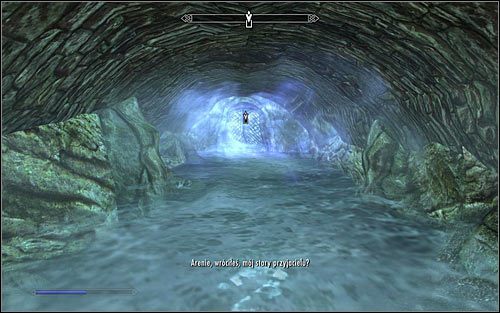 Obie opisane powyżej ścieżki prowadzą do wspomnianego już zalanego korytarza - Laska Magnusa (2) | Questy Akademii w Zimowej Twierdzy | Solucja Skyrim - Skyrim - poradnik, mapy, questy