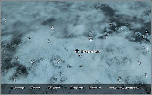 Otwórz mapę świata i odszukaj Nawietrzne Ruiny - Rytualny czar zniszczenia | Questy Akademii w Zimowej Twierdzy | Solucja Skyrim - Skyrim - poradnik, mapy, questy