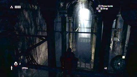 Na początku misji przeskocz na drugą drewnianą belkę przed tobą i przejdź powoli w lewo - Sekwencja 3 - Zgubione i znalezione (6) | Opis przejścia - Assassins Creed: Revelations PC - kompletny poradnik do gry