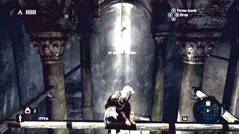 Ponownie wykonując daleki skok, dotrzesz do miejsca oznaczonego białym stożkiem - Sekwencja 3 - Zgubione i znalezione (6) | Opis przejścia - Assassins Creed: Revelations PC - kompletny poradnik do gry