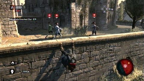 Drugą grupkę grajków znajdziesz kawałek dalej za murem - Sekwencja 4 - Bezlitosna wojna (1) | Opis przejścia Assassins Creed Revelations - Assassins Creed: Revelations PC - kompletny poradnik do gry