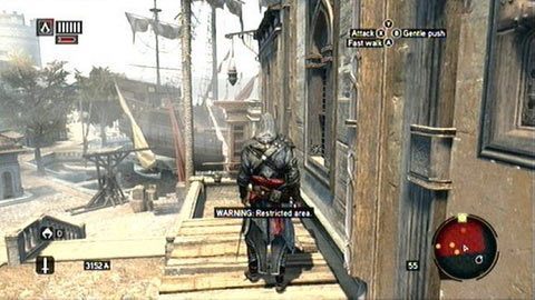 Sterczące z pobliskiego budynku belki zaprowadzą cię na dach nadbrzeżnej budowli - Sekwencja 4 - Bezlitosna wojna (2,3) | Opis przejścia - Assassins Creed: Revelations PC - kompletny poradnik do gry