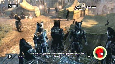 Po drugiej stronie ponownie schowaj się miedzy stojącymi żołnierzami - Sekwencja 6 - Kaprys Fortuny (1,2) | Opis przejścia Assassins Creed Revelations - Assassins Creed: Revelations PC - kompletny poradnik do gry