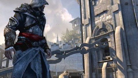 Jak tylko odejdą, obiegnij szybko wieże i wciśnij B przy wskazanym celu - Sekwencja 6 - Kaprys Fortuny (7,8) | Opis przejścia Assassins Creed Revelations - Assassins Creed: Revelations PC - kompletny poradnik do gry