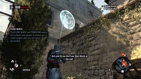 Aby ją obezwładnić, rzuć bombę w ścianę po lewej - Misje Piri Reisa - Grom, Zasłona dymna, Petarda hukowa | Zadania dodatkowe - Assassins Creed: Revelations PC - kompletny poradnik do gry
