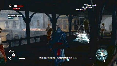 Po rozmowie z plotkarzem, pobiegnij z rekrutem we wskazane na mapie miejsce - Misje mistrzów (1,2) | Zadania dodatkowe Assassins Creed Revelations - Assassins Creed: Revelations PC - kompletny poradnik do gry
