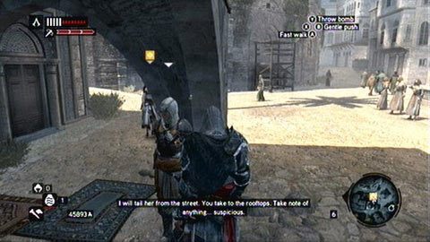 Wbrew temu co powie rekrut, nie śledź jej górą, tylko idź cały czas dołem - Misje mistrzów (11,12) | Zadania dodatkowe Assassins Creed Revelations - Assassins Creed: Revelations PC - kompletny poradnik do gry