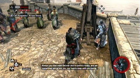 Z jego pozycji możesz zeskoczyć na dół, podbiec do celu, a następnie zasztyletować kobietę - Misje mistrzów (11,12) | Zadania dodatkowe Assassins Creed Revelations - Assassins Creed: Revelations PC - kompletny poradnik do gry
