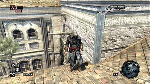 Unosi się nad drewnianą belką sterczącą ze ściany budynku - Dzielnica imperialna (01-10) | Fragmenty Danych Animusa - Assassins Creed: Revelations PC - kompletny poradnik do gry