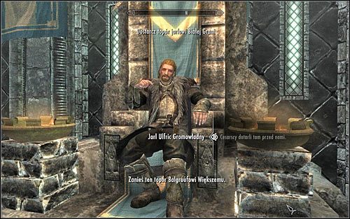 Kontynuuj rozmowę z Ulfrikiem rozpoczętą w poprzednim queście Gromowładnych - Poczta do Białej Grani | Questy buntu Gromowładnych | Solucja Skyrim - Skyrim - poradnik, mapy, questy