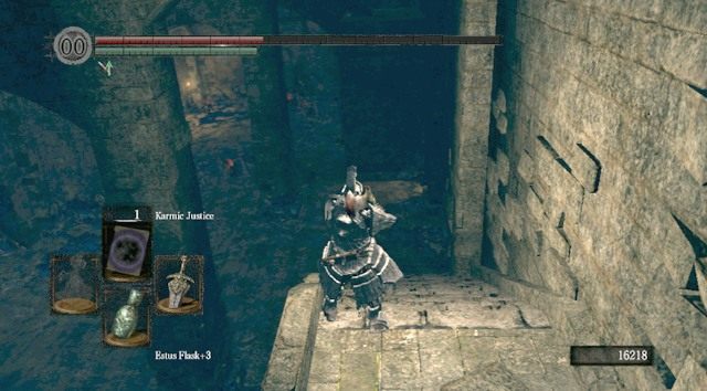 Zatrzymaj się w połowie schodów i wywab przeciwników - Oolacite Township | Artorias Of The Abyss - Opis przejścia Dark Souls - Dark Souls - poradnik do gry