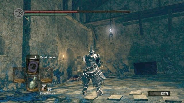 Strzel w linę aby zwłoki spadły na dół - Oolacite Township | Artorias Of The Abyss - Opis przejścia Dark Souls - Dark Souls - poradnik do gry