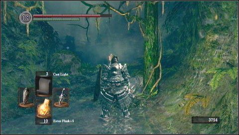 Gdy droga zakręci w prawo, musimy szczególnie uważać - nadbiegnie trzeci krzew - Darkroot Garden (1) | Opis przejścia Dark Souls - Dark Souls - poradnik do gry
