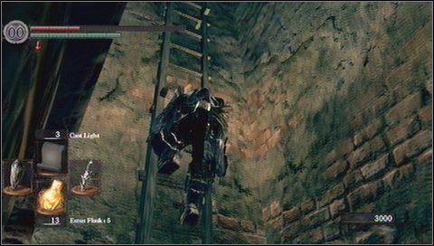 Za sekretnym przejściem jest jeszcze jedna drabina w górę - Sens Fortress (1) | Opis przejścia Dark Souls - Dark Souls - poradnik do gry