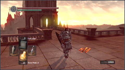 Zjeżdżamy nią na dół i schodzimy po schodach - Anor Londo (1) | Opis przejścia Dark Souls - Dark Souls - poradnik do gry