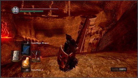 Gdy zabijemy demona, zbiegamy w dół zbocza, ignorując istoty z jajkami na grzbietach - Demon Ruins (1) | Opis przejścia Dark Souls - Dark Souls - poradnik do gry