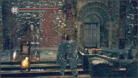 Wchodzimy po schodach i udajemy się w stronę, z której nadbiegnie mutant - Bonus- Painted World of Ariamis (3) | Opis przejścia Dark Souls - Dark Souls - poradnik do gry