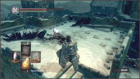 Ostatni skarb - Velkas Rapier - znajdziemy za deskami przy zejściu schodami na plac (stąd przyszliśmy) - Bonus- Painted World of Ariamis (3) | Opis przejścia Dark Souls - Dark Souls - poradnik do gry