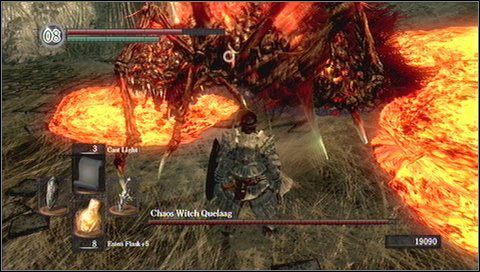 Ważne jest także działanie w obrębie areny, gdzie nie ma lawy - Chaos Witch Quelaag | Jak zabić bossa w Dark Souls - Dark Souls - poradnik do gry