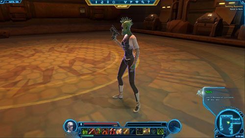 Następnie wbiegnij do pokoju w [2], aby wreszcie porozmawiać z Nemro the Huttem - (L07) Settling Accounts | Bounty Hunter | Star Wars The Old Republic - Star Wars: The Old Republic - poradnik do gry