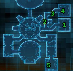 Po otrzymaniu urządzenia (Security Spike) biegnij z [1] do [2] - (L09) Change of Plans | Imperial Agent | Star Wars The Old Republic - Star Wars: The Old Republic - poradnik do gry