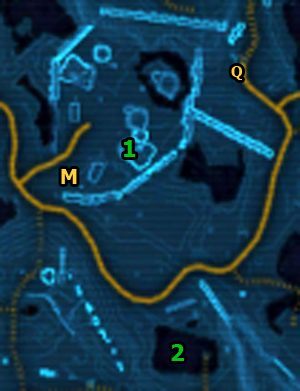 W obozie pracy dla Evocii udaj się do chaty w [1] - (L05) Trophy Hunter | Hutta | Star Wars The Old Republic - Star Wars: The Old Republic - poradnik do gry