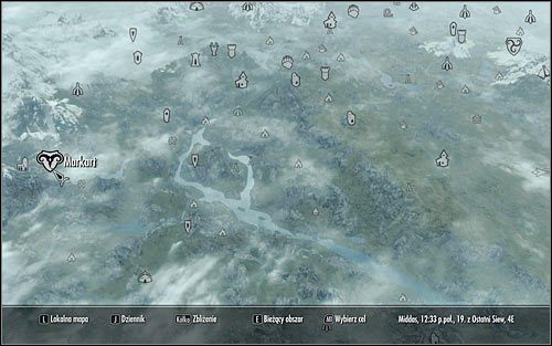 Zacznij od wybrania się do Markartu zlokalizowanego w zachodniej części mapy (powyższy screen) - Uaktywnienie questu | Powiew śmierci | Solucja Skyrim - Skyrim - poradnik, mapy, questy
