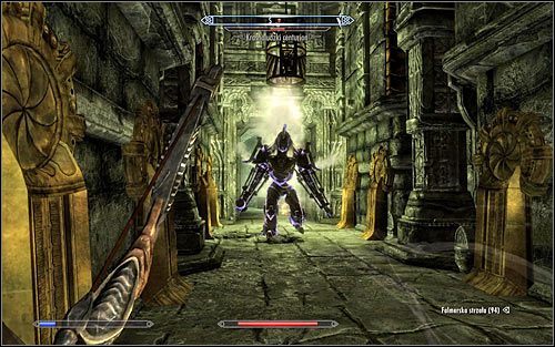 Wybierz korytarz prowadzący na południe i zauważ, że na drodze stanął Ci krasnoludzki centurion - Wyprawa do ruin Bthardamz (2) | Jedyne lekarstwo | Solucja Skyrim - Skyrim - poradnik, mapy, questy