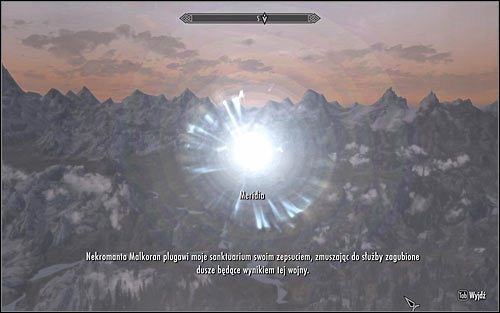 Zignoruj oślepiające światło i zauważ, że znajdujesz się w przestworzach - Odnalezienie latarni Meridii | Przedświt | Solucja Skyrim - Skyrim - poradnik, mapy, questy