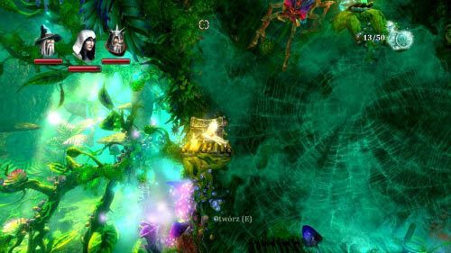 Przejdź w prawo i zabij goblina stojącego na skraju drogi - Grzybojaskinie | Opis przejścia gry Trine 2 - Trine 2 - poradnik do gry