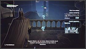 Zachowaj ostrożność, bo możesz zostać zauważony przez przebywających na północ stąd bandytów #1 i w takiej sytuacji konieczne okaże się rozprawienie z nimi w bezpośredniej walce - Podążaj za śladem krwi zabójcy, by ustalić położenie Ras al Ghula | Główny wątek - Batman: Arkham City - poradnik do gry