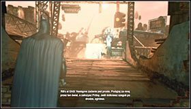 Po przeniesieniu się w nowe miejsce wysłuchaj wstępnego przemówienia Ras al Ghula - Zlokalizuj Ras al Ghula i zdobądź próbkę jego krwi | Główny wątek - Batman: Arkham City - poradnik do gry