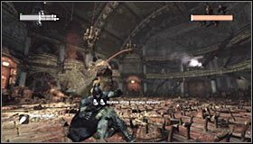 Dodatkowo unikaj potężnych skoków w wykonaniu bossa #1, oddalając się od miejsca przewidywanego lądowania #2 - Zdobądź lekarstwo od Jokera i nie dopuść, żeby stał się nieśmiertelny | Główny wątek - Batman: Arkham City - poradnik do gry