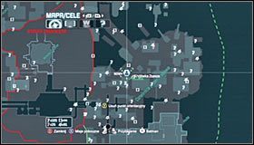 Wszystkie powyższe czynności należy wykonywać do momentu zapełnienia zielonego paska namierzania wyświetlanego u dołu ekranu #1, dzięki czemu ustalisz miejsce pobytu Zsasza - Telefoniczny morderca | Misje poboczne w Batman Arkham City - Batman: Arkham City - poradnik do gry