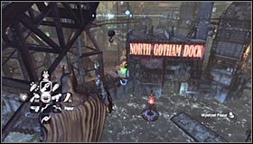 Ponownie wyceluj w silnik przemysłowy, tym razem jednak wybierając przeciwny ładunek i tym samym przyczyniając się do wynurzenia haka dźwigu #1 - Mila Rozrywki - Trofea Batmana (13-20) | Zagadki w Batman Arkham City - Batman: Arkham City - poradnik do gry