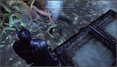 Wycentruj widok na korzeniach wyrastających z posiadłości Trującego Bluszczu (powyższy screen) i zeskanuj je - Mila Rozrywki - Zagadki słowne | Zagadki w Batman Arkham City - Batman: Arkham City - poradnik do gry