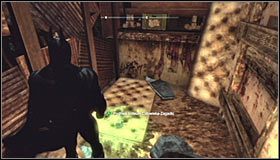 Ustaw się na zachód od miejsca ukrycia trofeum i użyj wybuchowego żelu na nadającej się do zburzenia ścianie #1 - Dzielnica przemysłowa - Trofea Batmana (23-30) | Zagadki w Batman Arkham City - Batman: Arkham City - poradnik do gry