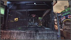 Możesz już przełączyć się na Kobietę-Kota, powrócić w to miejsce #1 i wskoczyć do środka #2 - Dzielnica przemysłowa - Balony, Trofea Kobiety-Kota | Zagadki - Batman: Arkham City - poradnik do gry