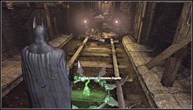 Błyskawicznie wyrzuć teraz drugi batarang, dolatując nim do środkowego pytajnika #1 - Metro - Trofea Batmana (08-15) | Zagadki w Batman Arkham City - Batman: Arkham City - poradnik do gry