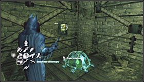 Rozejrzyj się wokół wskazywanego miejsca ukrycia trofeum, a powinieneś zauważyć nad sobą otwór #1 - Metro - Trofea Batmana (16-26) | Zagadki w Batman Arkham City - Batman: Arkham City - poradnik do gry