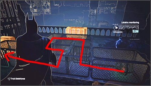 Po dotarciu do celu poświęć kilka chwil na zapoznanie się z założeniami tej zagadki - Zaułki - Trofea Batmana (17-23) | Zagadki w Batman Arkham City - Batman: Arkham City - poradnik do gry