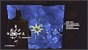 Ustaw się na wschód od sekretu i skorzystaj z pazura w celu przedostania się na górną półkę #1 - Huta - Trofea Batmana (10-18) | Zagadki w Batman Arkham City - Batman: Arkham City - poradnik do gry