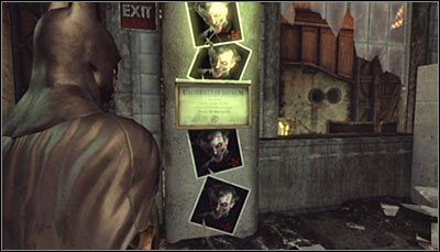 Odszukaj zdjęcia Jokera i dyplom uniwersytetu Gotham (powyższy screen), a następnie wykonaj pojedynczy skan wszystkich tych przedmiotów - Huta - Zagadki słowne, Głowy Harley | Zagadki w Batman Arkham City - Batman: Arkham City - poradnik do gry
