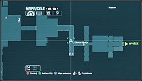 Rozejrzyj się na północ od miejsca ukrycia trofeum za wyżej położoną półką, do której można dotrzeć z pomocą pazura #1 #2 - Muzeum - Trofea Batmana (01-10) | Zagadki w Batman Arkham City - Batman: Arkham City - poradnik do gry