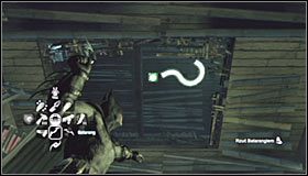 Trofeum znajduje się w klatce #1 i w celu jej otwarcia musisz rzucić zwykłym batarangiem w znajdujący się nad Tobą interaktywny pytajnik #2 - Cudowne Miasto - Trofea Batmana (01-07) | Zagadki w Batman Arkham City - Batman: Arkham City - poradnik do gry