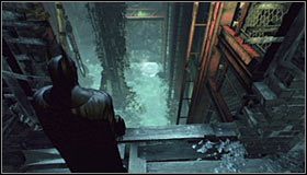 Ustaw się przy krawędzi na północ od miejsca ukrycia trofeum #1 - Cudowne Miasto - Trofea Batmana (08-17) | Zagadki w Batman Arkham City - Batman: Arkham City - poradnik do gry