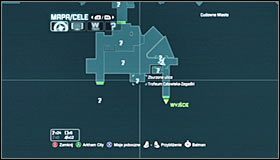 Ustaw się przy krawędzi na północny-wschód od miejsca ukrycia trofeum #1 #2 - Cudowne Miasto - Trofea Batmana (08-17) | Zagadki w Batman Arkham City - Batman: Arkham City - poradnik do gry