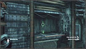 Wyceluj z użyciem wyrzutni w widoczną w oddali zachodnią ścianę #1 - Cudowne Miasto - Trofea Batmana (08-17) | Zagadki w Batman Arkham City - Batman: Arkham City - poradnik do gry